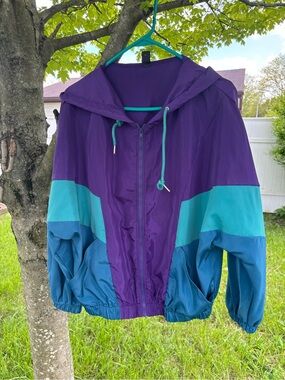 Retro Vibe Purple & Blue Windbreker Jacket
